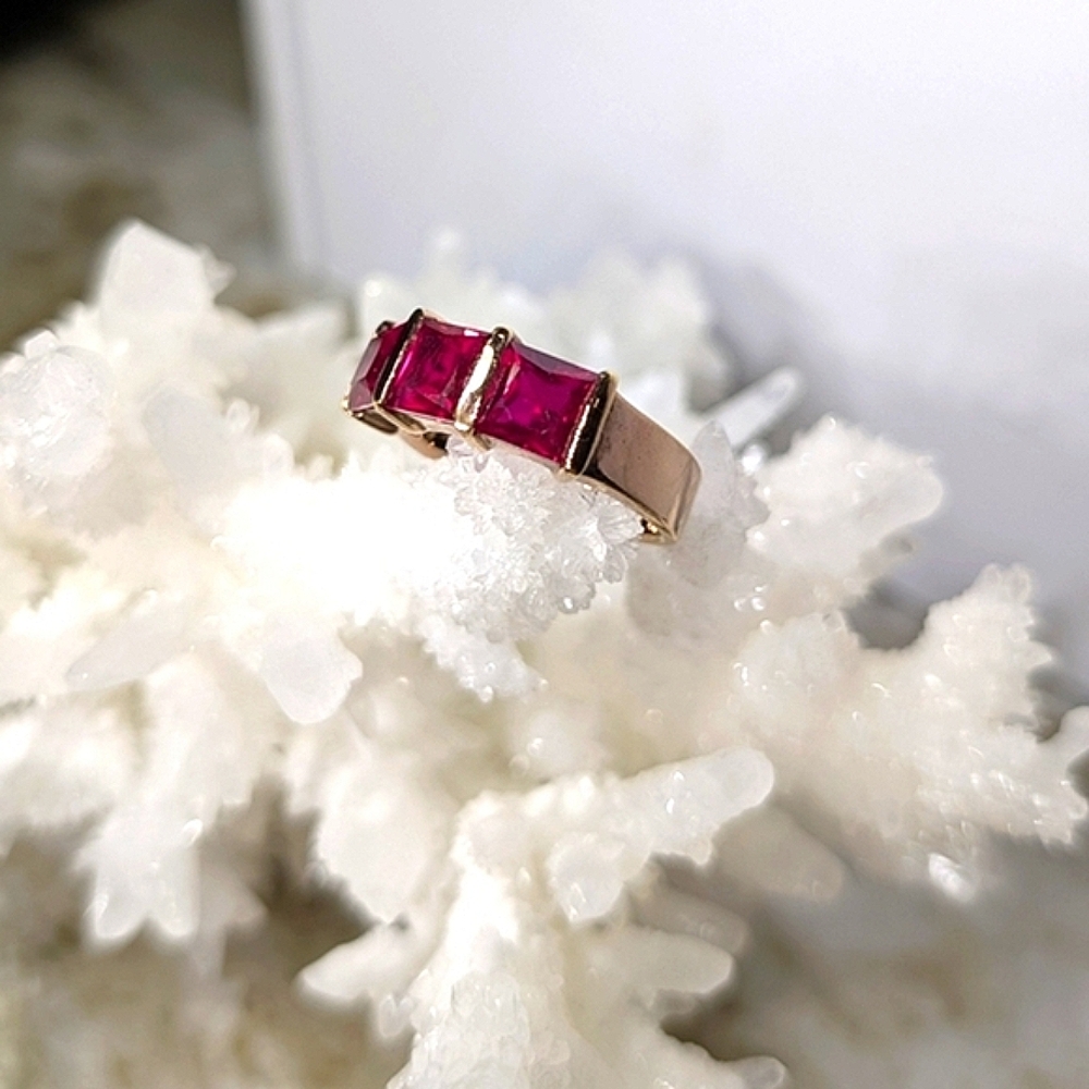 Pink Rubies Vermeil Sterling Ring - Picture 8 of 10